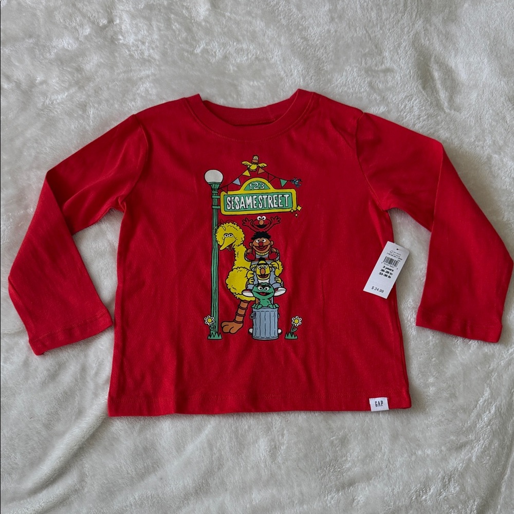 Baby GAP Red Sesame Street Long Sleeve Tee